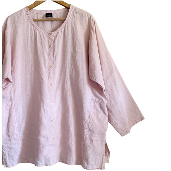 EILEEN FISHER 100% Linen Boho Lagenlook Minimalist Relaxed-Fit Blouse Sz XL/1X - Picture 4 of 9